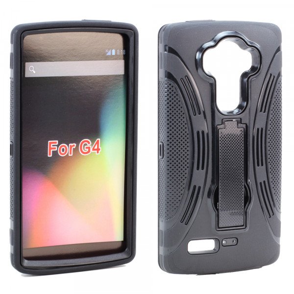 Wholesale LG G4 Armor Hybrid with Stand (Black)